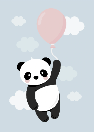 Panda mit rosa Ballon