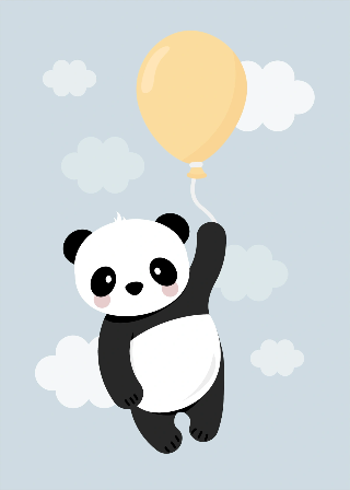Panda mit gelbem Ballon