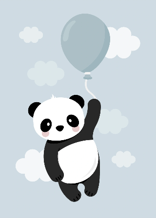 Panda mit blauem Ballon