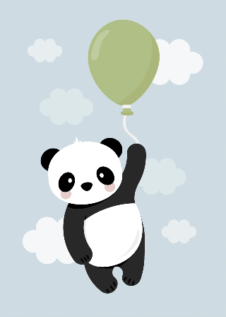 Panda mit grünem Ballon