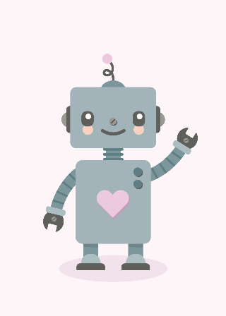 Roboter stehend mit Herz