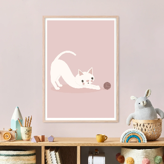 Vorschau von Poster: Weiße Katze spielend