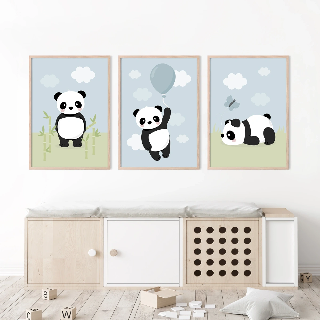 Vorschau von Poster: Panda mit blauem Ballon