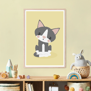 Vorschau von Poster: Graue Katze sitzend