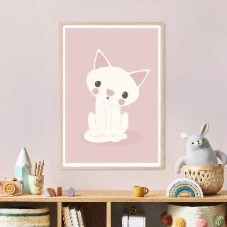 Vorschau von Poster: Weiße Katze sitzend