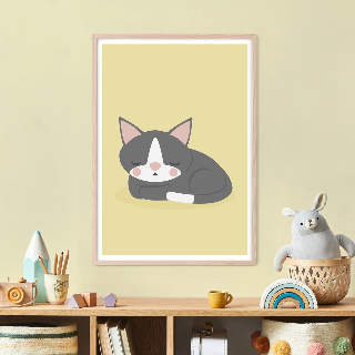 Vorschau von Poster: Graue Katze schlafend
