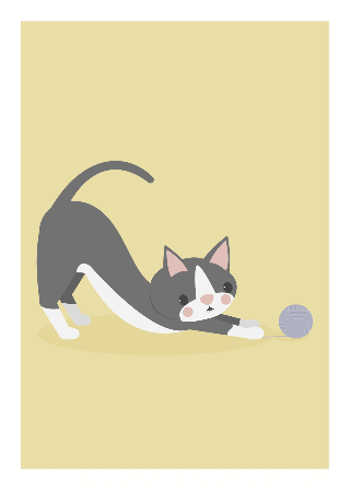 Vorschau von Poster: Graue Katze spielend