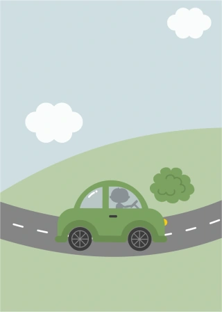 Grünes Auto unterwegs