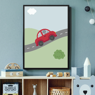 Vorschau von Poster: Rotes Auto unterwegs