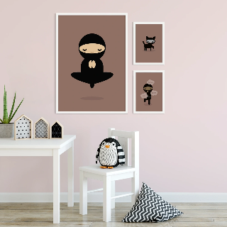 Vorschau von Poster: Ninja schwebend - Braunrosa