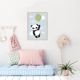 Vorschau von Poster: Panda mit grünem Ballon