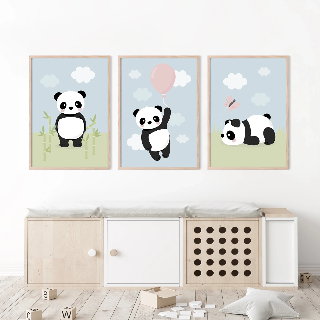 Vorschau von Poster: Panda mit rosa Ballon