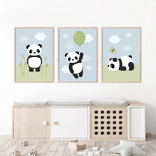 Vorschau von Poster: Panda und grüner Schmetterling