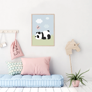 Vorschau von Poster: Panda und rosa Schmetterling