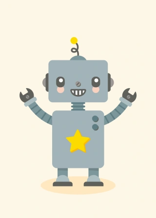 Roboter stehend mit Stern